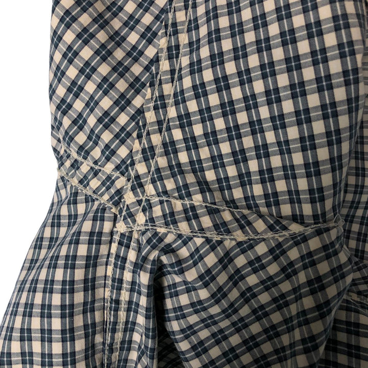 00'S Eddie Bauer short sleeve button down check shirt, men's XL size cotton ivory Vintage Second Hand