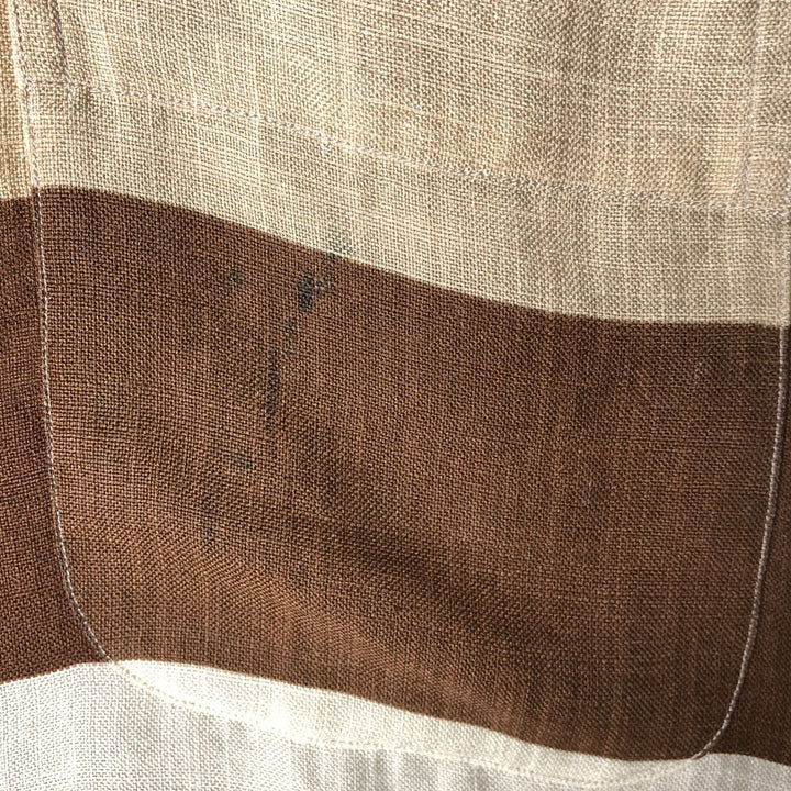 Kotzin Vintage Striped Stand Collar Short Sleeve Box Shirt, Men's Size Medium unclear brown type Vintage Second Hand