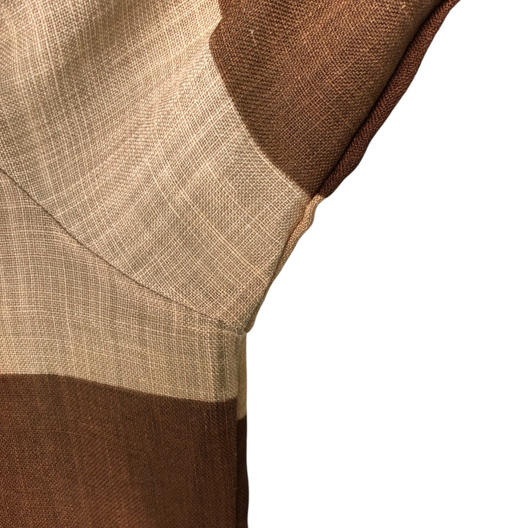 Kotzin Vintage Striped Stand Collar Short Sleeve Box Shirt, Men's Size Medium unclear brown type Vintage Second Hand