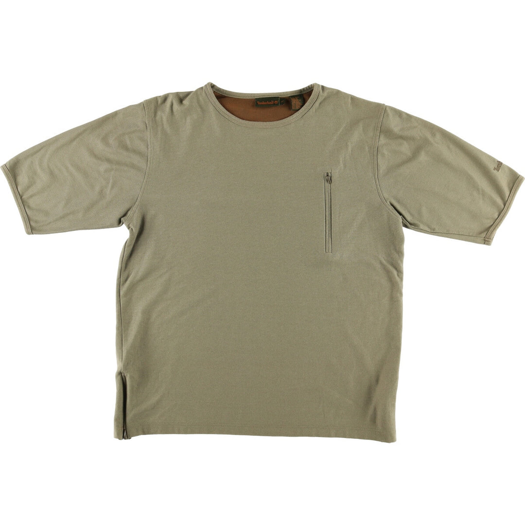 Timberland Men's Short Sleeve Pocket T-Shirt, Size L cotton Khaki type Vintage Second Hand