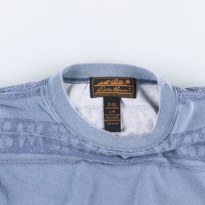 Vintage 90'S Eddie Bauer short-sleeved printed T-shirt, size L, men's cotton blue type Vintage Second Hand