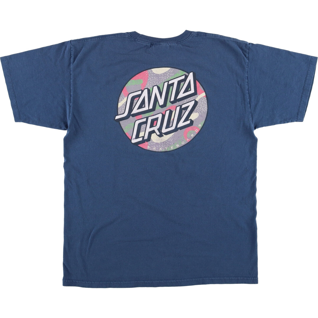 NHS SANTA CRUZ Santa Cruz Surf Skate T-shirt, Men's Size L cotton blue type Vintage Second Hand