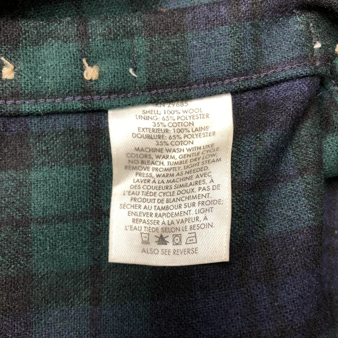 Pendleton Field Shirt, Check Pattern, Wool Shirt, Men's Size Medium wool Green type dark green Vintage Second Hand