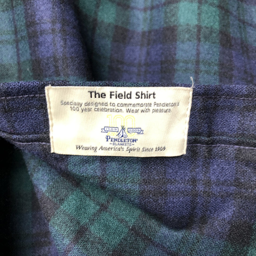 Pendleton Field Shirt, Check Pattern, Wool Shirt, Men's Size Medium wool Green type dark green Vintage Second Hand