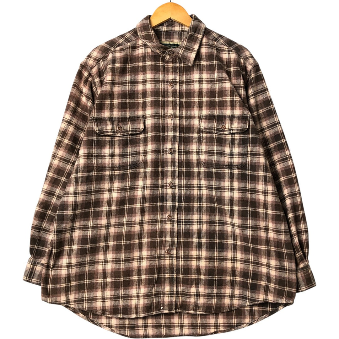 Field and Stream Long Sleeve Flannel Check Shirt, Men's XL unclear beige type brown Vintage Second Hand