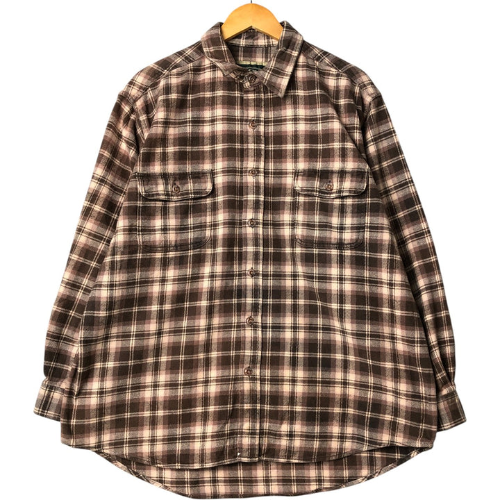 Field and Stream Long Sleeve Flannel Check Shirt, Men's XL unclear beige type brown Vintage Second Hand