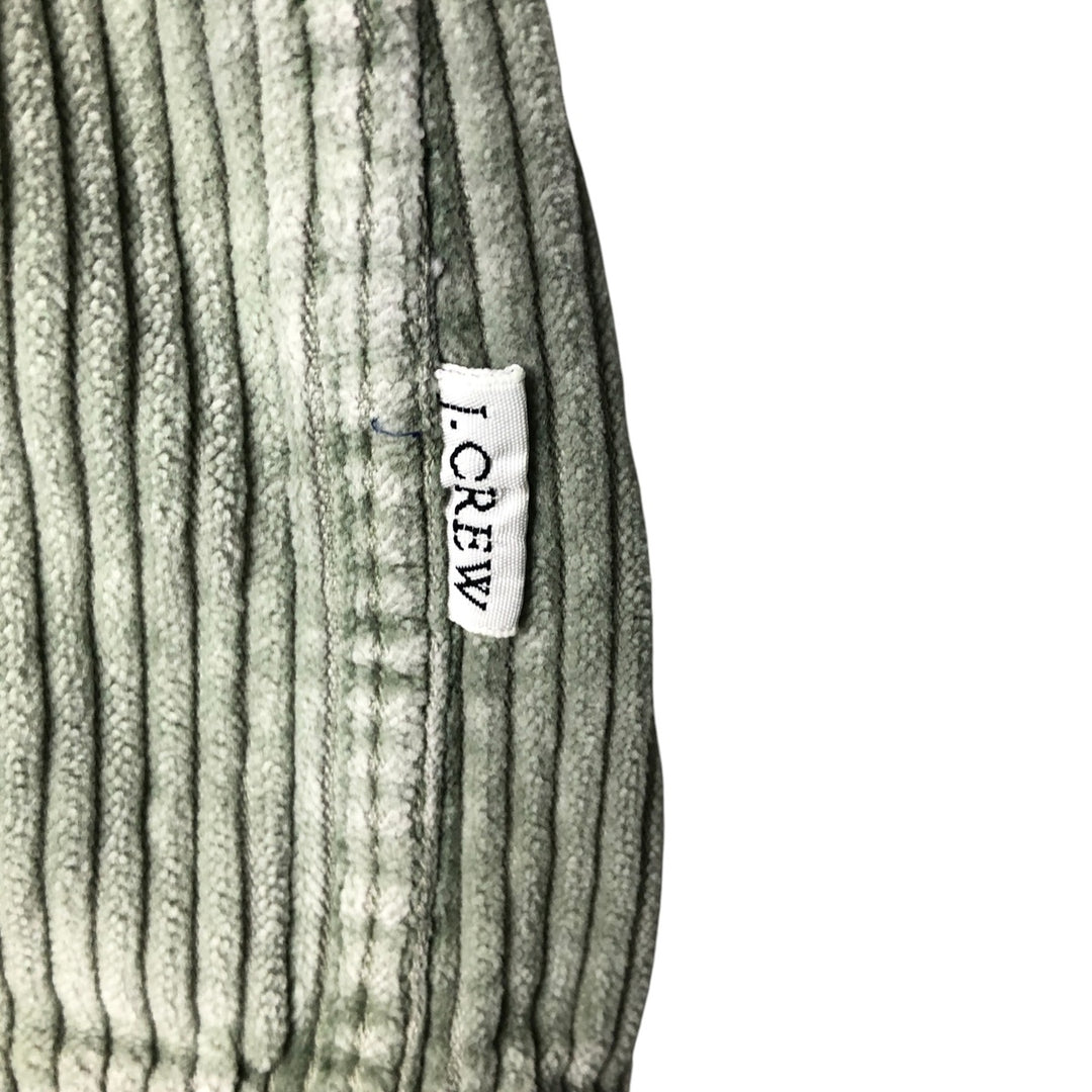 90'S J.Crew wide-ribbed long-sleeved corduroy shirt, men's size L cotton Khaki type sage green Vintage Second Hand