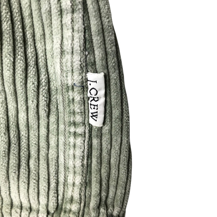 90'S J.Crew wide-ribbed long-sleeved corduroy shirt, men's size L cotton Khaki type sage green Vintage Second Hand