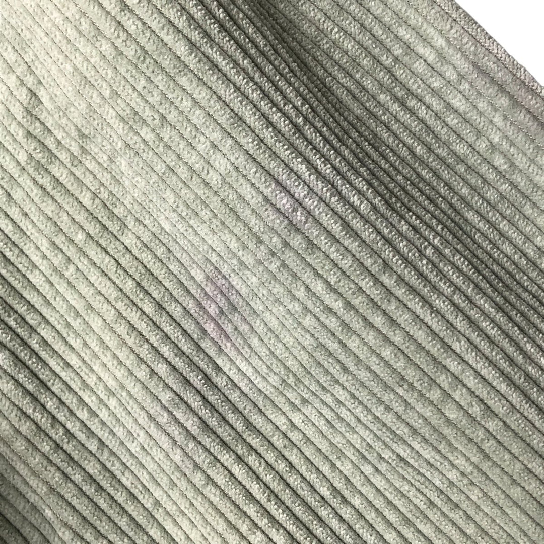 90'S J.Crew wide-ribbed long-sleeved corduroy shirt, men's size L cotton Khaki type sage green Vintage Second Hand