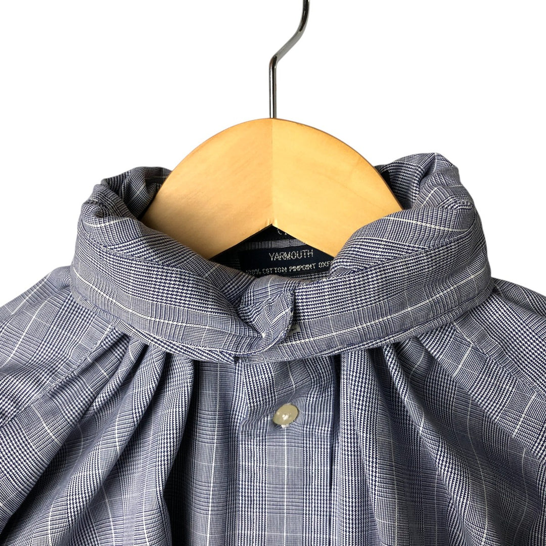 Ralph Lauren YARMOUTH Houndstooth Pattern Long Sleeve Button-Down Check Shirt, Men's Size Medium cotton blue type Vintage Second Hand