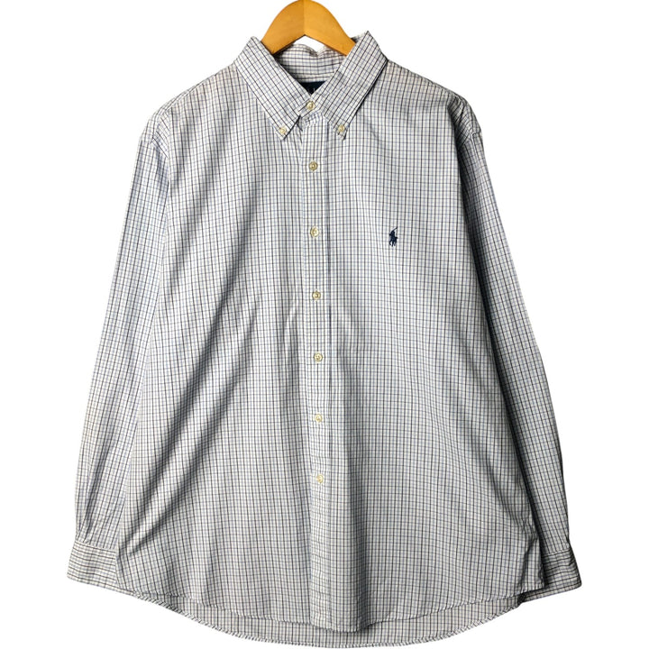 Ralph Lauren CUSTOM FIT Gingham Check Long Sleeve Button Down Check Shirt Men's XL cotton blue type Vintage Second Hand