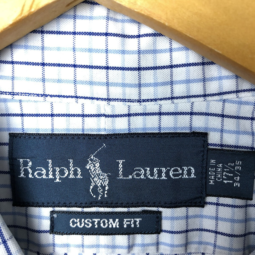 Ralph Lauren CUSTOM FIT Gingham Check Long Sleeve Button Down Check Shirt Men's XL cotton blue type Vintage Second Hand