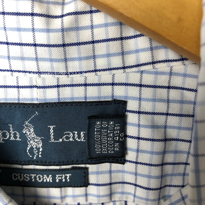 Ralph Lauren CUSTOM FIT Gingham Check Long Sleeve Button Down Check Shirt Men's XL cotton blue type Vintage Second Hand