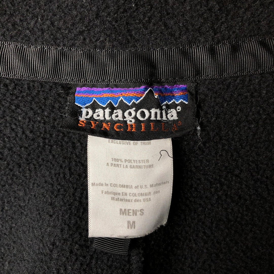 2000'S Patagonia Synchilla Snap-Zip Fleece Jacket (25395F9), Men's Medium polyester black type Vintage Second Hand