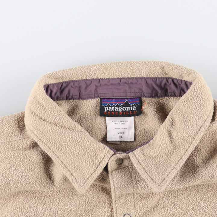 2000'S Patagonia SYNCHILLA Long Sleeve Fleece Shirt (27311F5) Men's XL polyester Beige type Vintage Second Hand