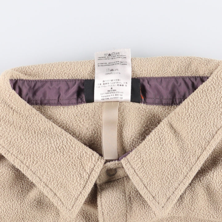 2000'S Patagonia SYNCHILLA Long Sleeve Fleece Shirt (27311F5) Men's XL polyester Beige type Vintage Second Hand