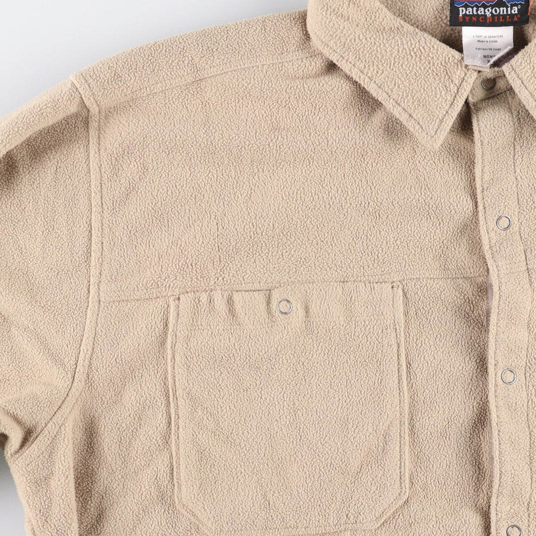 2000'S Patagonia SYNCHILLA Long Sleeve Fleece Shirt (27311F5) Men's XL polyester Beige type Vintage Second Hand