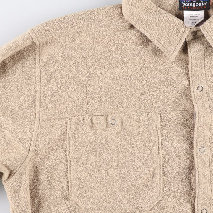 2000'S Patagonia SYNCHILLA Long Sleeve Fleece Shirt (27311F5) Men's XL polyester Beige type Vintage Second Hand