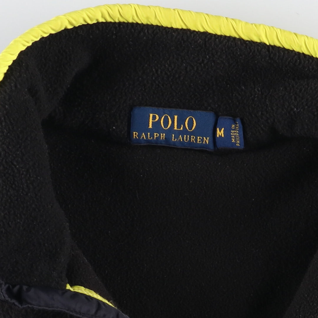 Ralph Lauren POLO RALPH LAUREN Half-Zip Fleece Pullover, Men's Size Medium polyester black type Vintage Second Hand