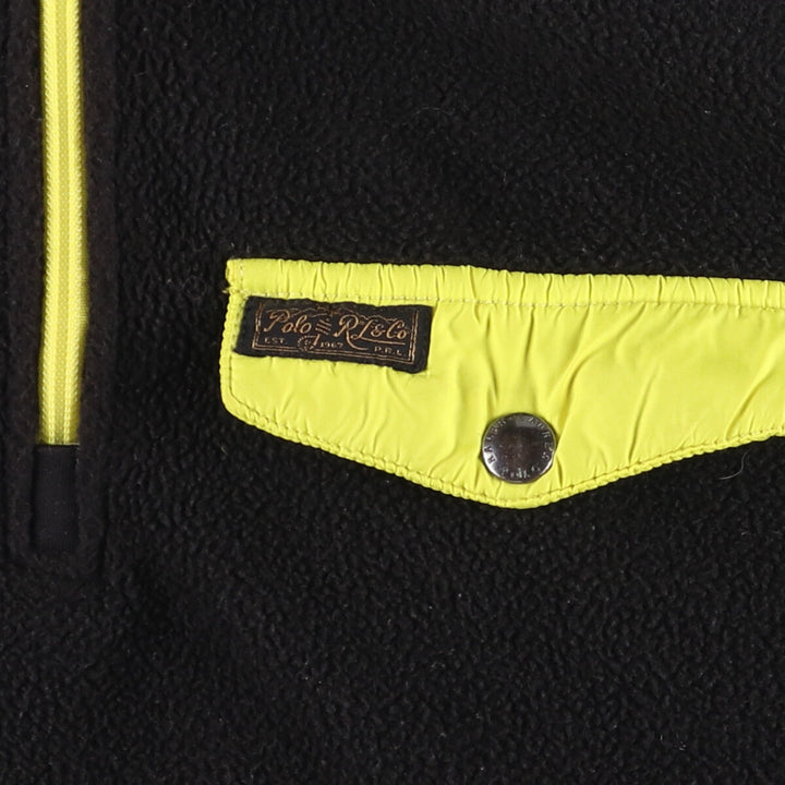 Ralph Lauren POLO RALPH LAUREN Half-Zip Fleece Pullover, Men's Size Medium polyester black type Vintage Second Hand
