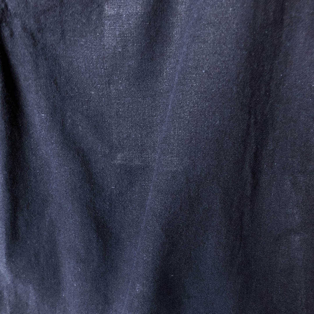 Short-sleeved open-collar linen shirt, men's size L linen navy blue type Vintage Second Hand