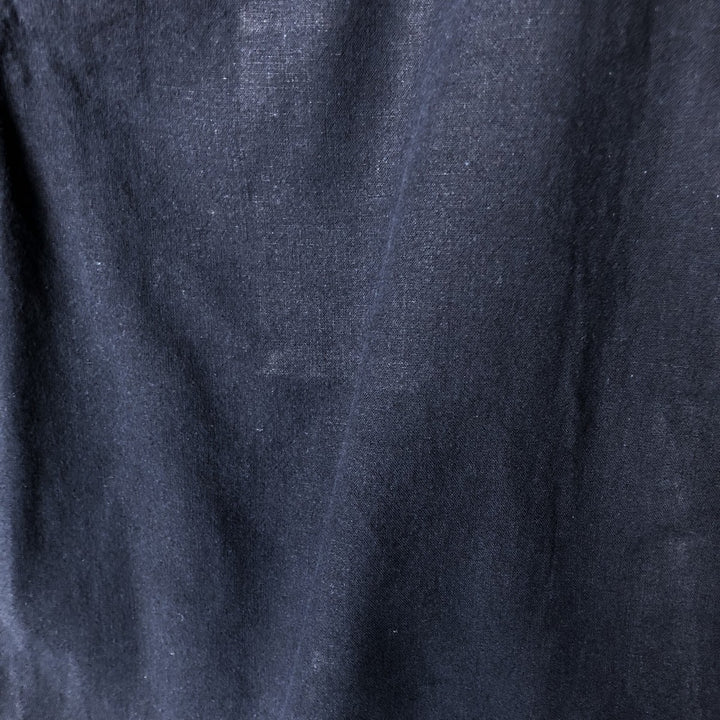 Short-sleeved open-collar linen shirt, men's size L linen navy blue type Vintage Second Hand