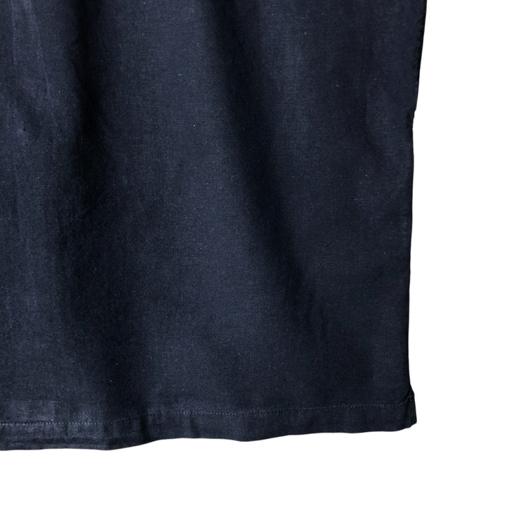 Short-sleeved open-collar linen shirt, men's size L linen navy blue type Vintage Second Hand