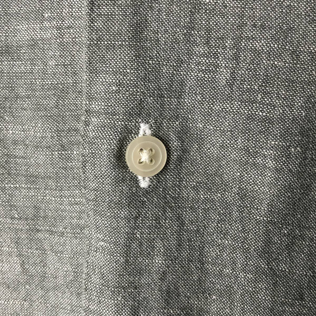 SLATES Short Sleeve Open Collar Linen and Rayon Shirt, Men's Size XL linen Charcoal Vintage Second Hand