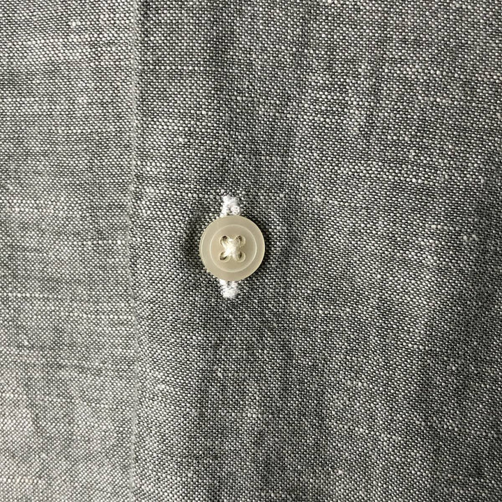 SLATES Short Sleeve Open Collar Linen and Rayon Shirt, Men's Size XL linen Charcoal Vintage Second Hand