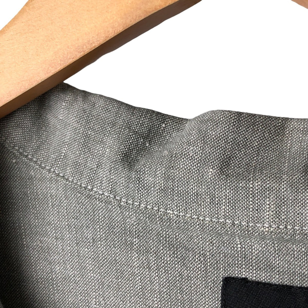 SLATES Short Sleeve Open Collar Linen and Rayon Shirt, Men's Size XL linen Charcoal Vintage Second Hand