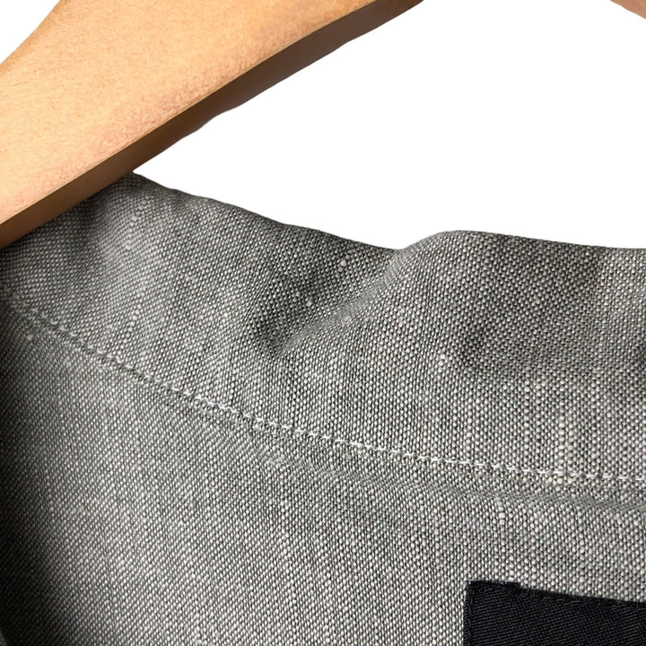 SLATES Short Sleeve Open Collar Linen and Rayon Shirt, Men's Size XL linen Charcoal Vintage Second Hand