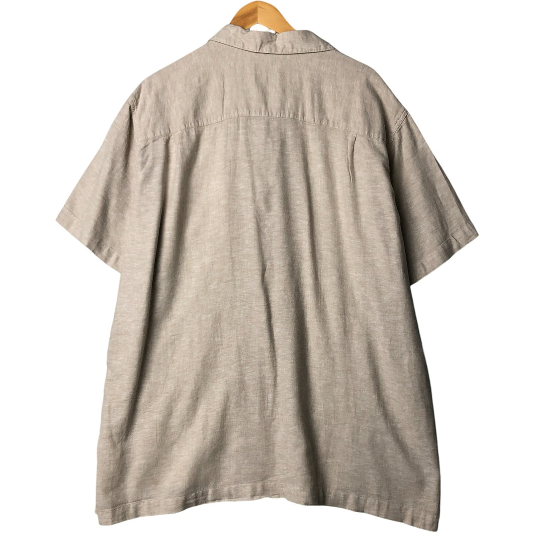 Haggar EST.1926 Open Collar Short Sleeve Two-Tone Box Shirt, Men's XL unclear Beige type Vintage Second Hand