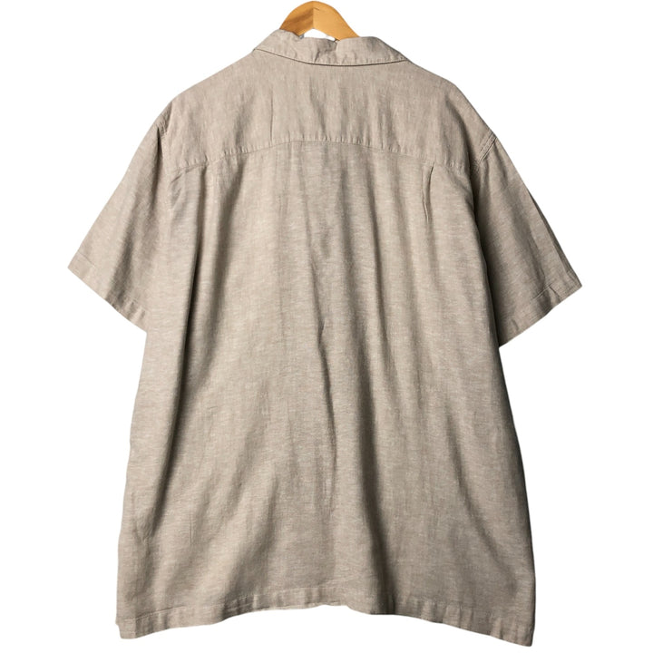 Haggar EST.1926 Open Collar Short Sleeve Two-Tone Box Shirt, Men's XL unclear Beige type Vintage Second Hand
