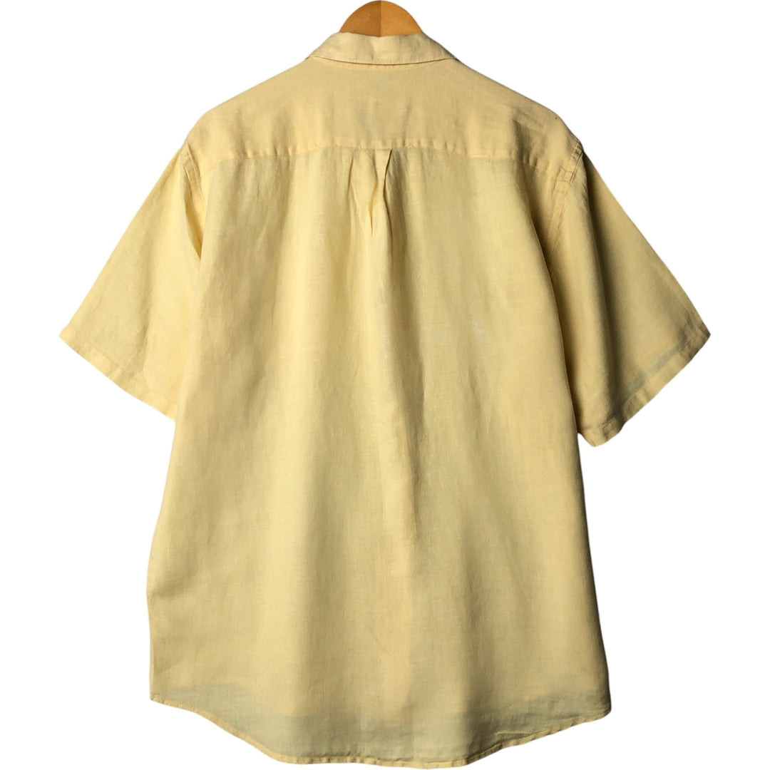 Banana Republic short-sleeved open-collar linen shirt, men's size M linen yellow type Vintage Second Hand