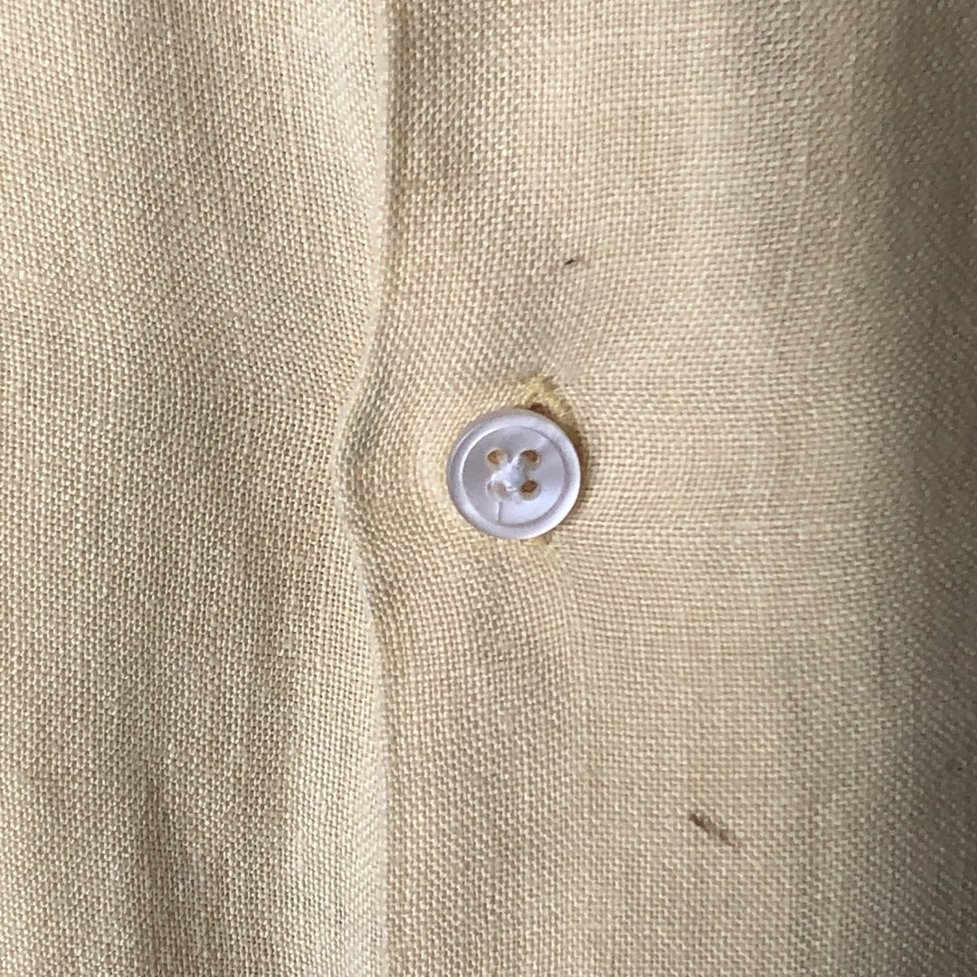 Banana Republic short-sleeved open-collar linen shirt, men's size M linen yellow type Vintage Second Hand