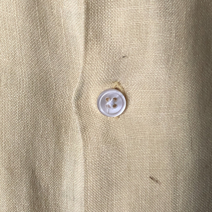 Banana Republic short-sleeved open-collar linen shirt, men's size M linen yellow type Vintage Second Hand