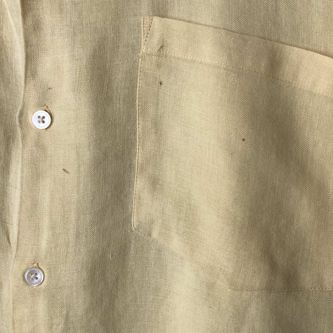 Banana Republic short-sleeved open-collar linen shirt, men's size M linen yellow type Vintage Second Hand