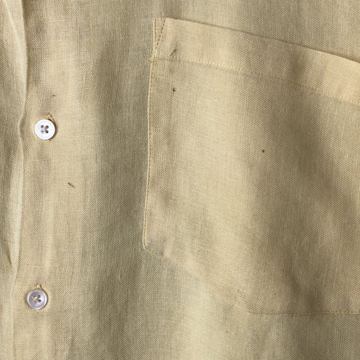 Banana Republic short-sleeved open-collar linen shirt, men's size M linen yellow type Vintage Second Hand