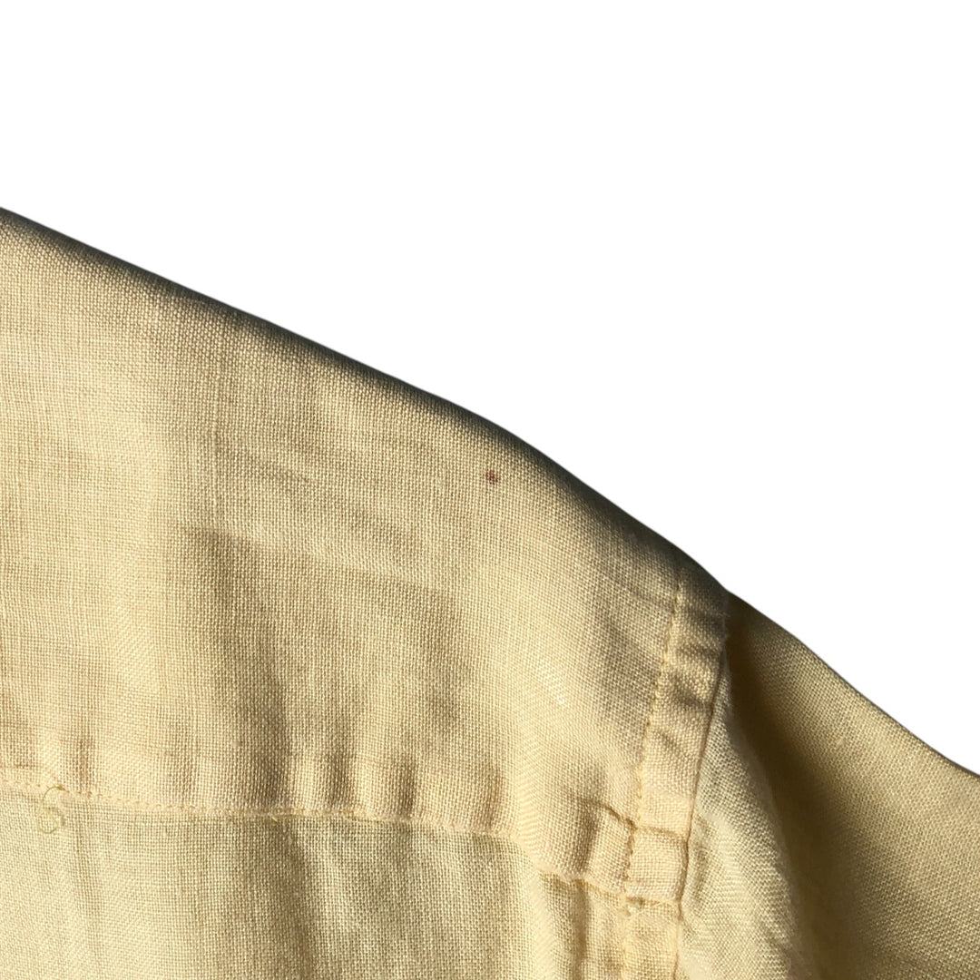 Banana Republic short-sleeved open-collar linen shirt, men's size M linen yellow type Vintage Second Hand