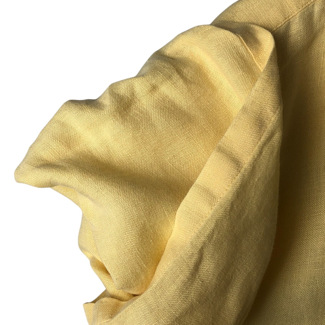 Banana Republic short-sleeved open-collar linen shirt, men's size M linen yellow type Vintage Second Hand