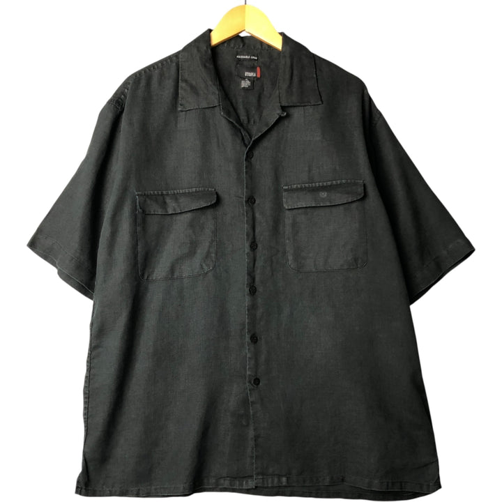 UTOPIA WASHABLE LINEN Short Sleeve Linen Shirt, Men's XL linen black type Vintage Second Hand