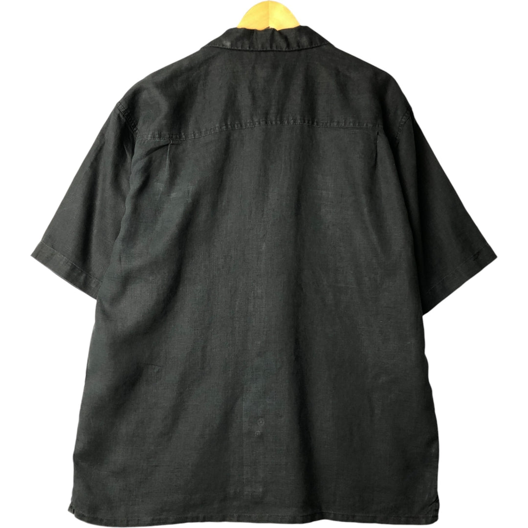 UTOPIA WASHABLE LINEN Short Sleeve Linen Shirt, Men's XL linen black type Vintage Second Hand
