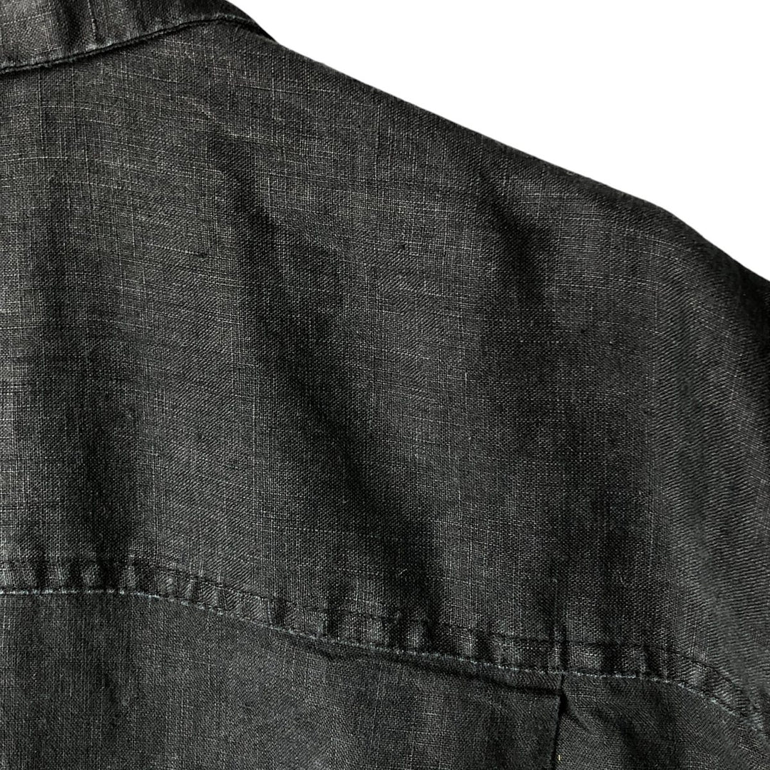 UTOPIA WASHABLE LINEN Short Sleeve Linen Shirt, Men's XL linen black type Vintage Second Hand