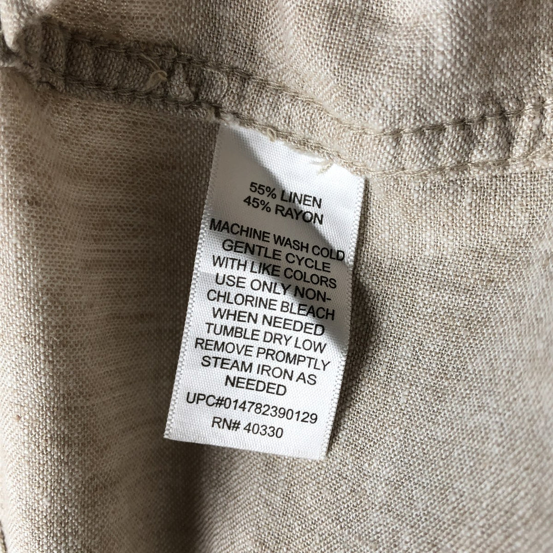 Haggar EST.1926 Short Sleeve Open Collar Linen and Rayon Shirt, Men's Size L linen Beige type Vintage Second Hand