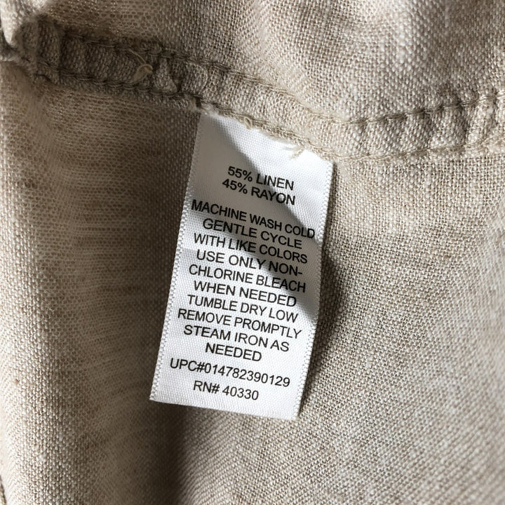 Haggar EST.1926 Short Sleeve Open Collar Linen and Rayon Shirt, Men's Size L linen Beige type Vintage Second Hand