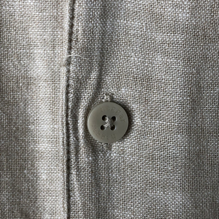 Haggar EST.1926 Short Sleeve Open Collar Linen and Rayon Shirt, Men's Size L linen Beige type Vintage Second Hand
