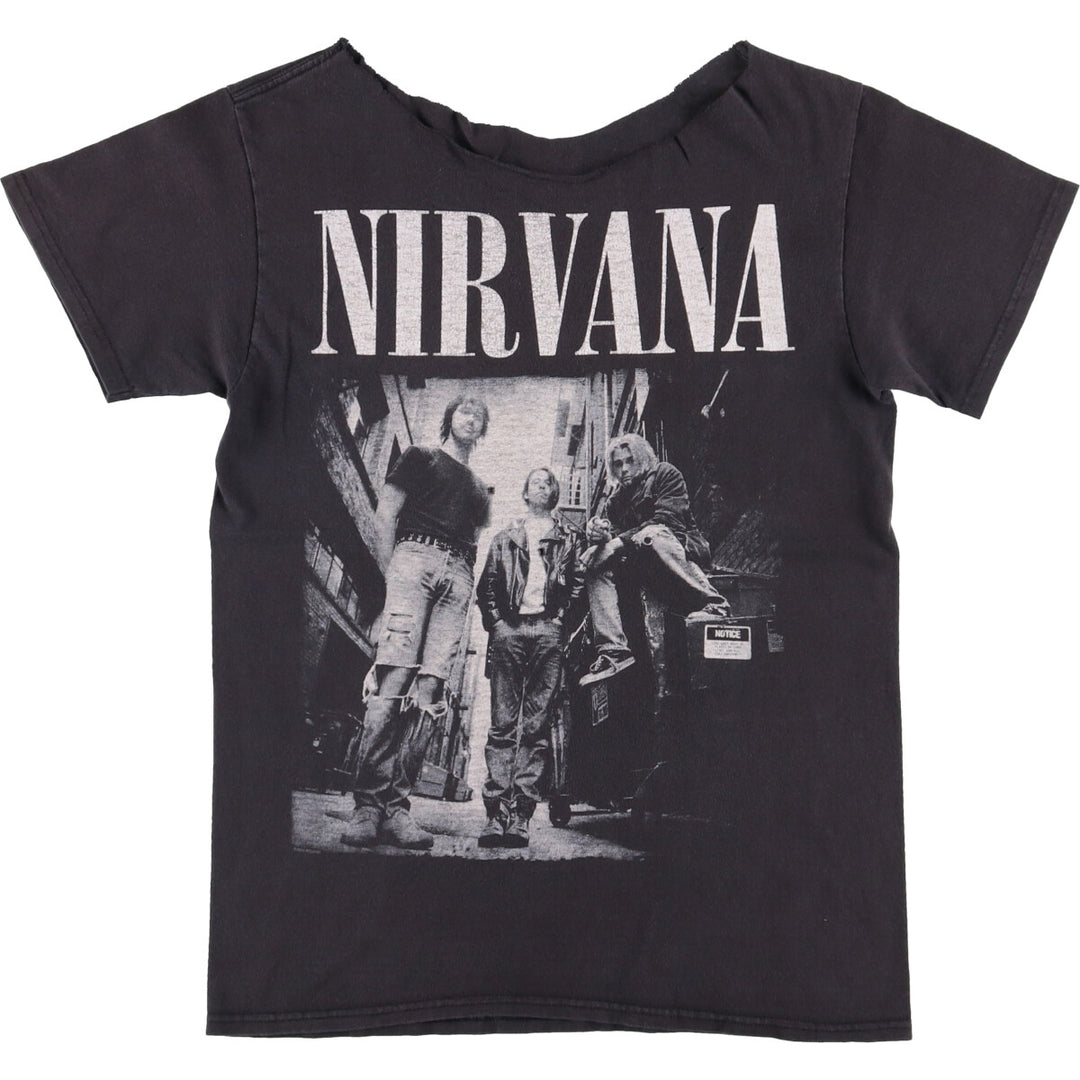 NIRVANA Cut-Off Band T-Shirt, Women's Size Medium unclear black type Vintage Second Hand