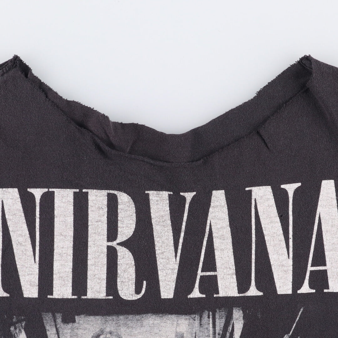 NIRVANA Cut-Off Band T-Shirt, Women's Size Medium unclear black type Vintage Second Hand