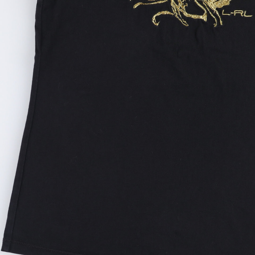 Ralph Lauren LAUREN fish print short sleeve T-shirt, women's size XS cotton black type Vintage Second Hand