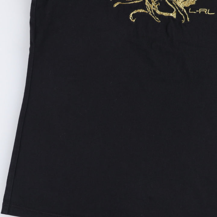 Ralph Lauren LAUREN fish print short sleeve T-shirt, women's size XS cotton black type Vintage Second Hand